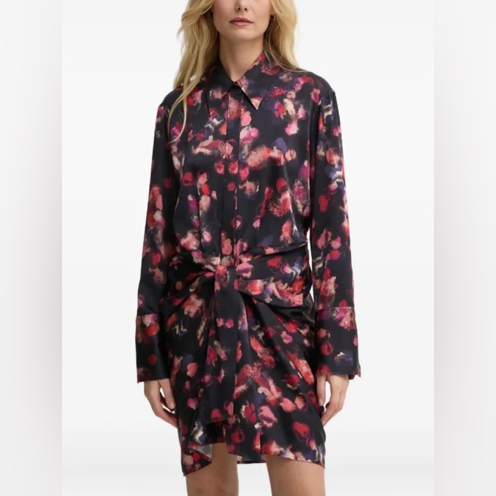 A.L.C. Silk Mia Printed Tie-Front Shirtdress
